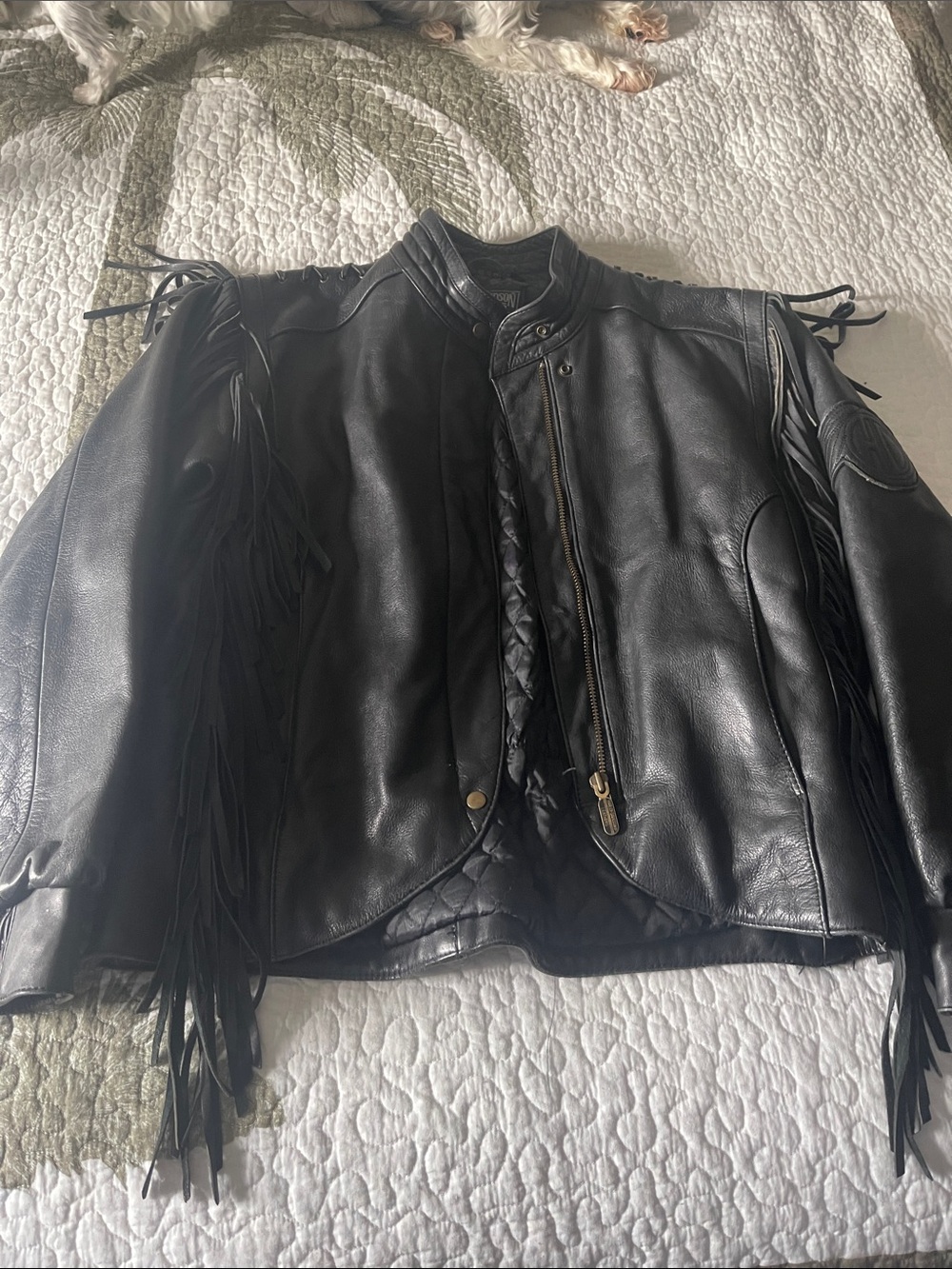 Harley-Davidson Black Leather Fringe Motorcycle Jacket